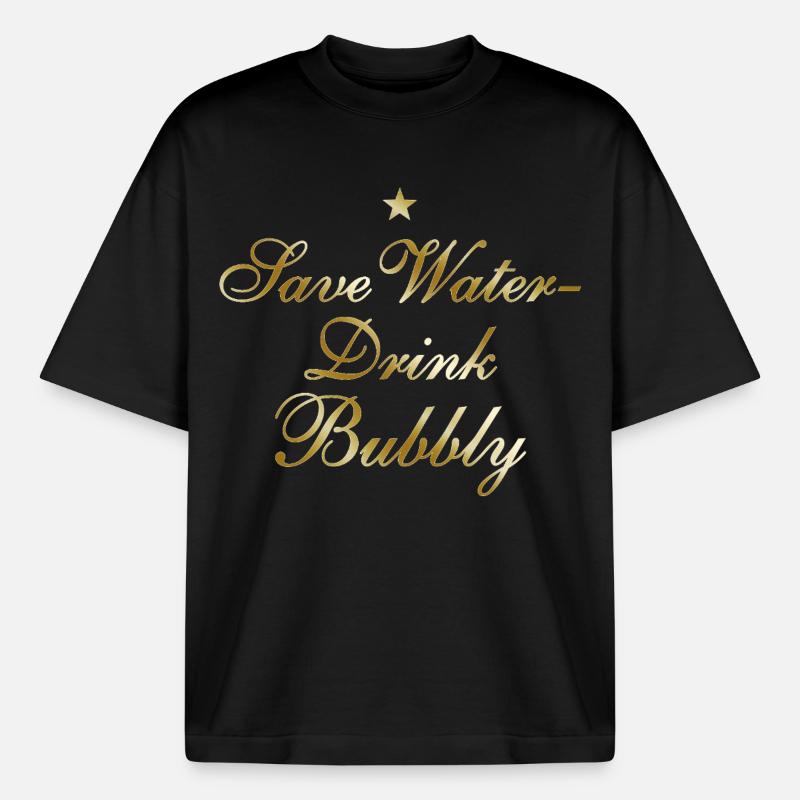 Save Water Drink Bubbly - Boxy Heavyweight Unisex Organic T-Shirt von Stanley/Stella - Schwarz