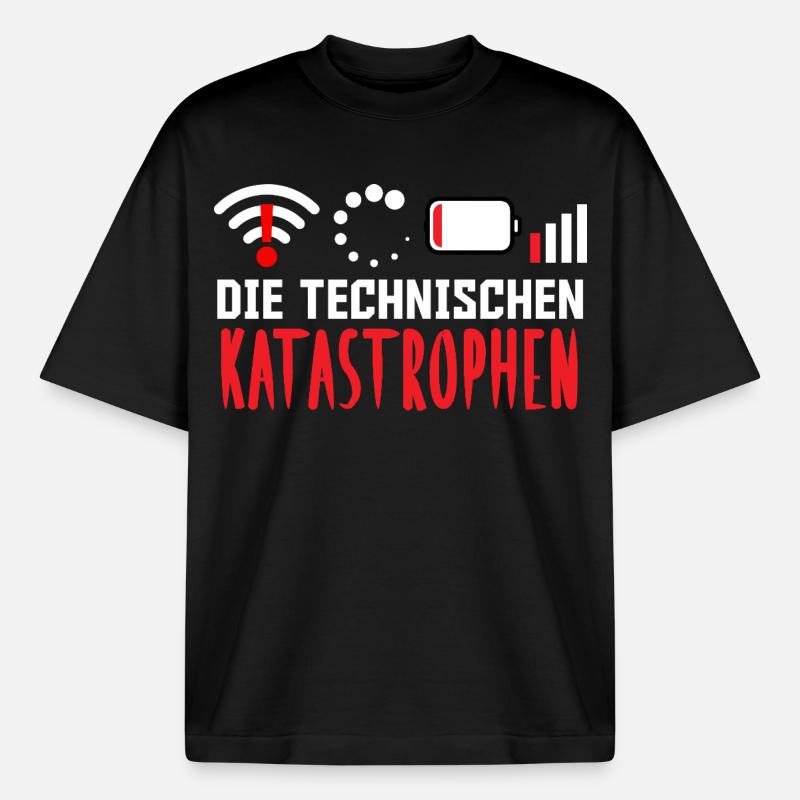 Nerd Computer THE TECHNICAL CATASTROPHES FUNNY - Boxy Heavyweight Unisex Organic T-Shirt by Stanley/Stella - black