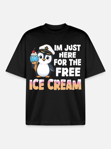 Penguin Captain Tee - Boxy Heavyweight Unisex Organic T-Shirt by Stanley/Stella - black