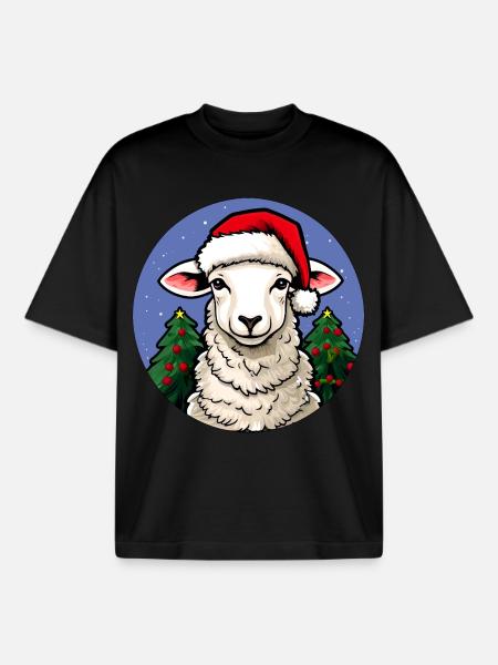 Noël des moutons - T-shirt unisexe boxy épais biologique Stanley/Stella - noir