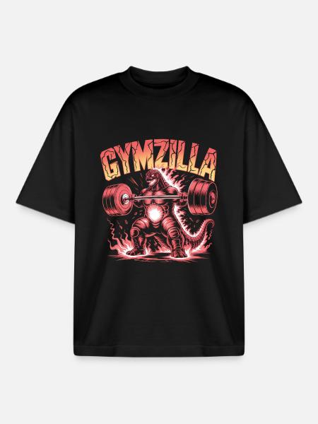 Copy of Gymzilla - Motivational Gym Quote - Boxy Heavyweight Unisex Organic T-Shirt by Stanley/Stella - black