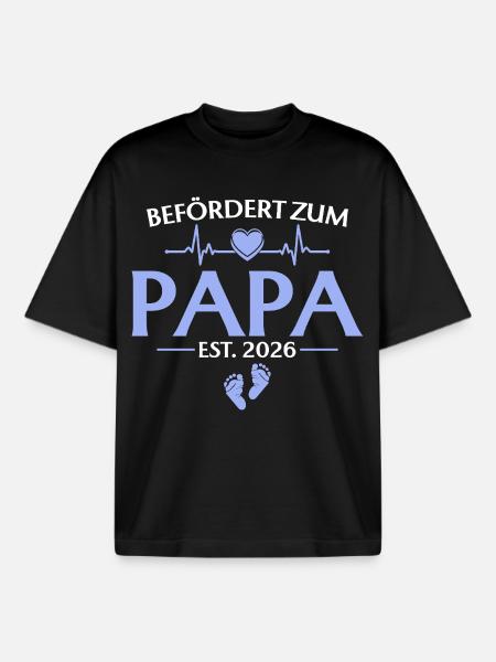 Befördert zum Papa 2026 Babyparty - Boxy Heavyweight Unisex Organic T-Shirt von Stanley/Stella - Schwarz