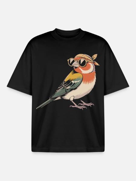 RetroVogel mit Bandana - Boxy Heavyweight Unisex Organic T-Shirt von Stanley/Stella - Schwarz