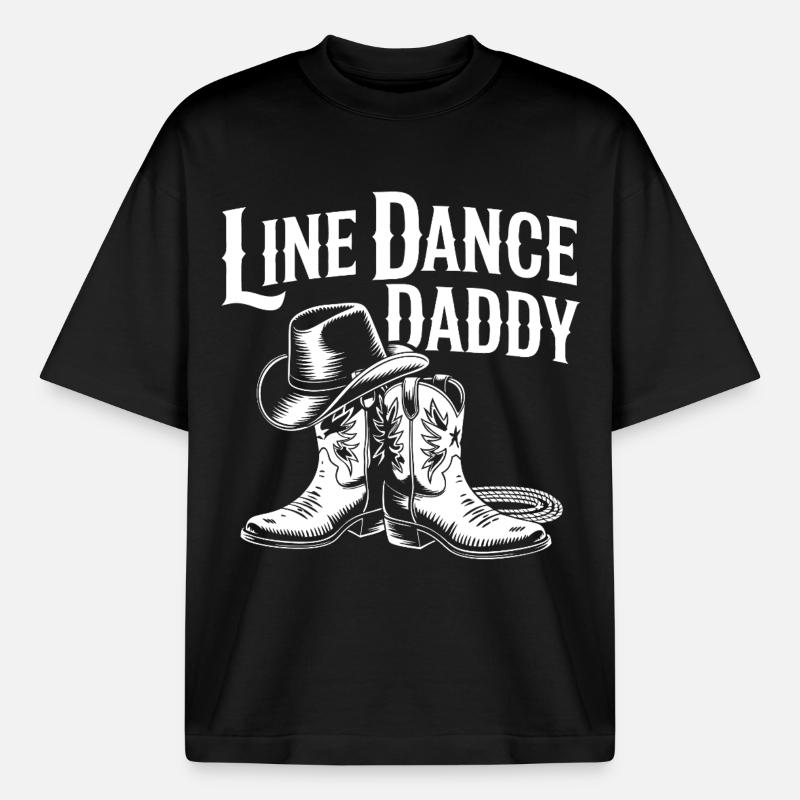 Line Dance Daddy Western Boots - Boxy Heavyweight Unisex Organic T-Shirt by Stanley/Stella - black