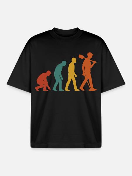 Evolution Of Metal Detecting Enthusiasts - Boxy Heavyweight Unisex Organic T-Shirt by Stanley/Stella - black