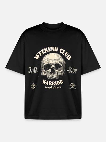 Skull Weekend Warrior Club - Boxy Heavyweight Unisex Organic T-Shirt von Stanley/Stella - Schwarz