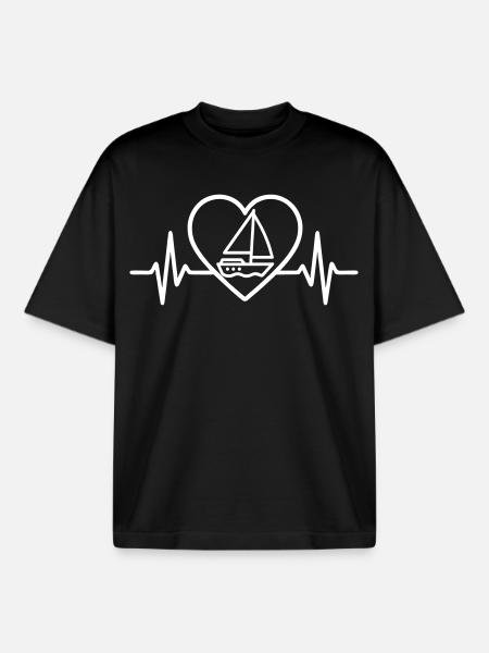 Cœur Voile – Passion Bateau - Boxy Heavyweight Unisex Organic T-Shirt by Stanley/Stella - black