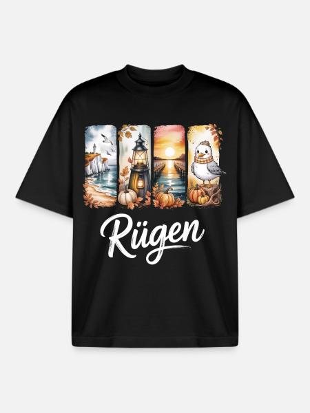 Rügen Ostsee Leuchtturm Möwe - Boxy Heavyweight Unisex Organic T-Shirt von Stanley/Stella - Schwarz