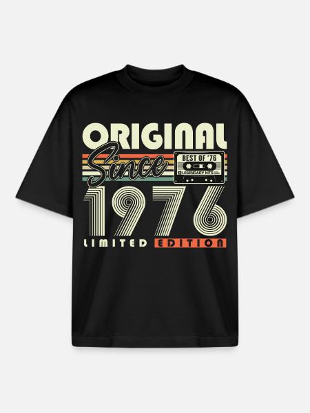 Original 1976 Jahrgang Vintage Geburtstag Retro - Boxy Heavyweight Unisex Organic T-Shirt von Stanley/Stella - Schwarz