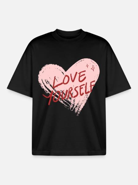 love yourself - Boxy Heavyweight Unisex Organic T-Shirt by Stanley/Stella - black