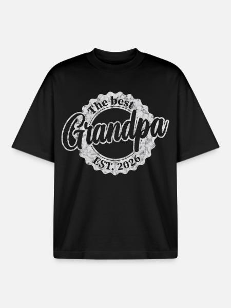 The Best Grandpa since 2026 - Boxy Heavyweight Unisex Organic T-Shirt by Stanley/Stella - black