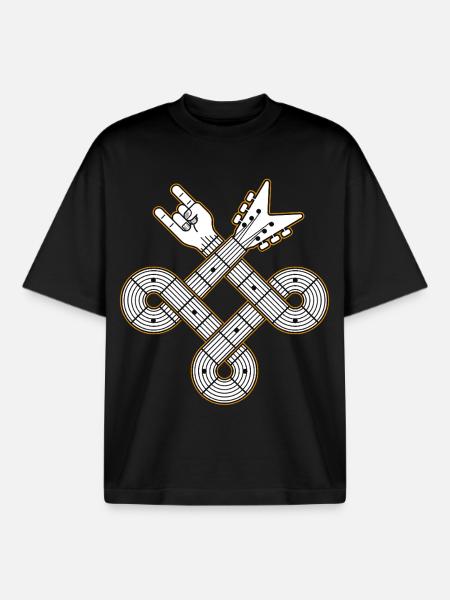Interlaced Guitar Celtic Knot - Boxy Heavyweight Unisex Organic T-Shirt by Stanley/Stella - black