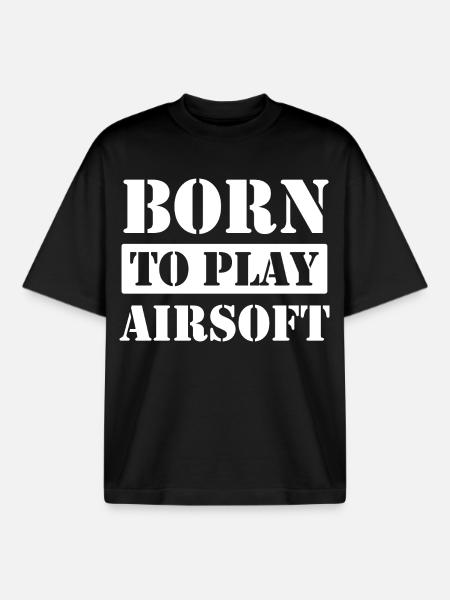 Born to Play Airsoft - Boxy Heavyweight Unisex Organic T-Shirt by Stanley/Stella - black