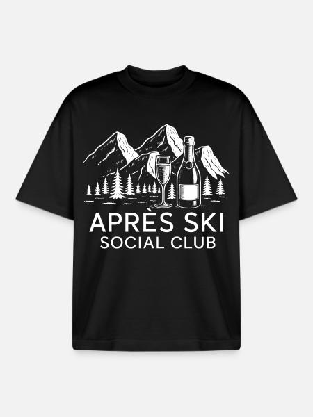 Après Ski Social Club - Boxy Heavyweight Unisex Organic T-Shirt by Stanley/Stella - black