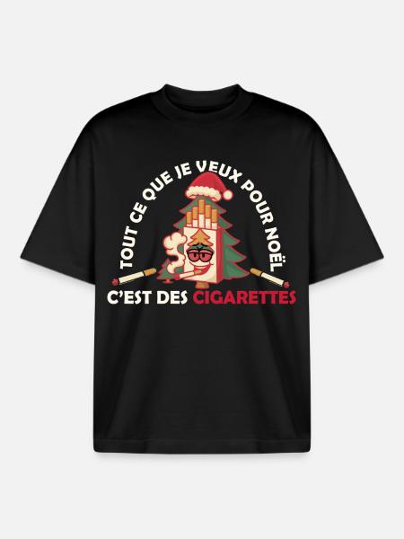 CHRISTMAS CIGARETTE GIFT - Boxy Heavyweight Unisex Organic T-Shirt by Stanley/Stella - black