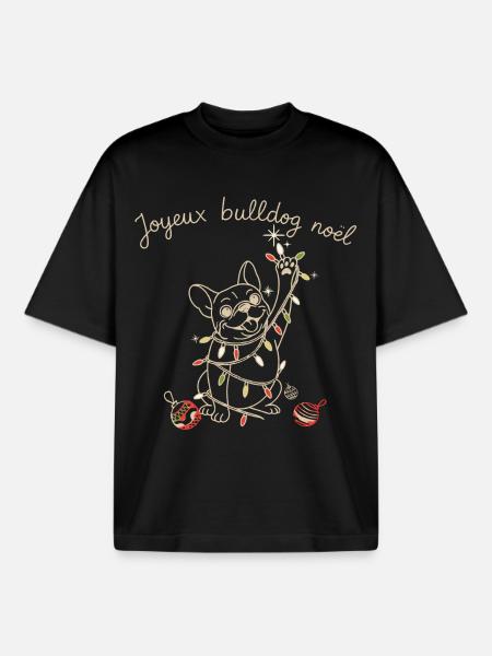 BULLDOG NOEL - Boxy Heavyweight Unisex Organic T-Shirt by Stanley/Stella - black