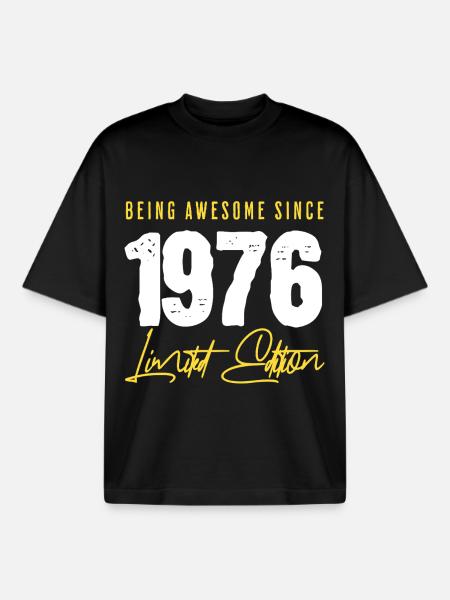 50th birthday 1976 - Boxy Heavyweight Unisex Organic T-Shirt by Stanley/Stella - black