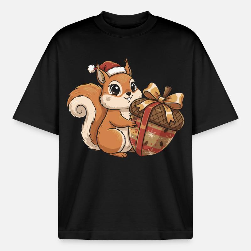 Winterfreude Eichhörnchen Geschenk - Boxy Heavyweight Unisex Organic T-Shirt von Stanley/Stella - Schwarz