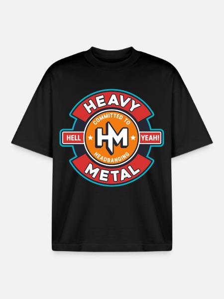 Heavy Metal Retro Emblem - Boxy Heavyweight Unisex Organic T-Shirt by Stanley/Stella - black