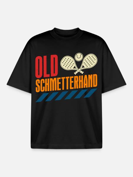 Padel Sport OLD SCHMETTERHAND Funny - Boxy Heavyweight Unisex Organic T-Shirt by Stanley/Stella - black