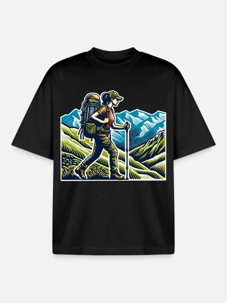 Wanderin Wandern - Boxy Heavyweight Unisex Organic T-Shirt von Stanley/Stella - Schwarz