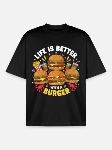 Burger Hamburger - Boxy Heavyweight Unisex Organic T-Shirt von Stanley/Stella - Schwarz