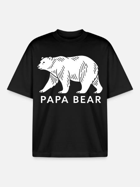Papa Bear - Boxy Heavyweight Unisex Organic T-Shirt by Stanley/Stella - black