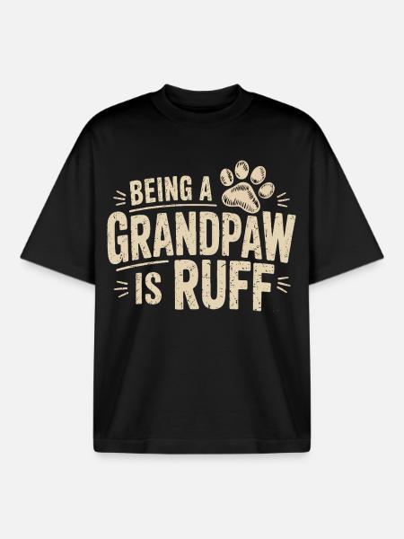 Being a Grandpaw is Ruff - Boxy Heavyweight Unisex Organic T-Shirt by Stanley/Stella - black