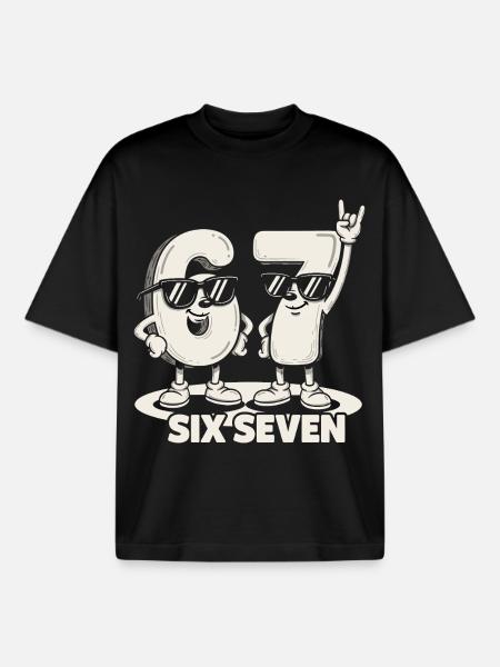 67 Six Seven meme 6 7 - Retro Rockmusik-gave - Stanley/Stella unisex boxy heavyweight T-shirt økologisk - sort