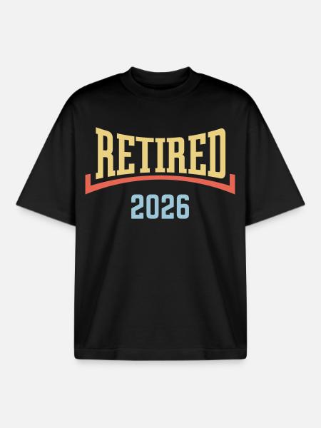 Retired 2026 (Retiree / Concave / 3C) - Boxy Heavyweight Unisex Organic T-Shirt by Stanley/Stella - black
