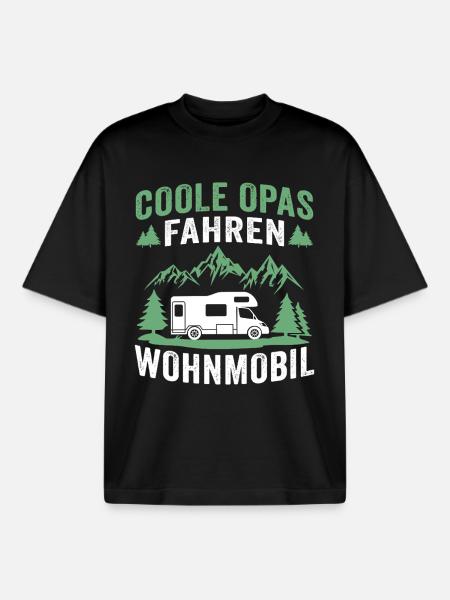 Cool grandpas drive a motorhome - Boxy Heavyweight Unisex Organic T-Shirt by Stanley/Stella - black