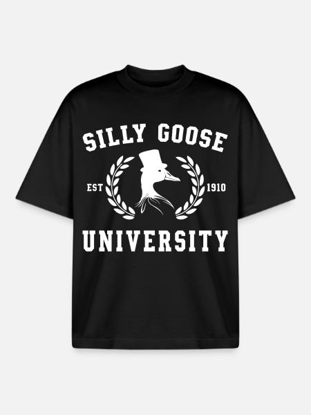 Goose University Crest - Boxy Heavyweight Unisex Organic T-Shirt by Stanley/Stella - black