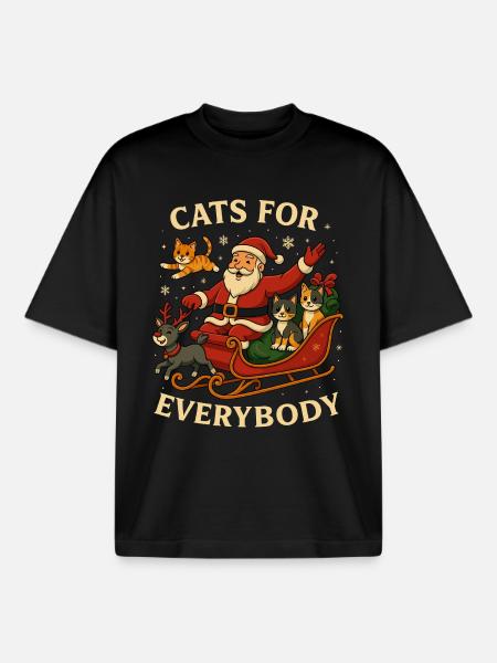 Cats For Everybody - Boxy Heavyweight Unisex Organic T-Shirt von Stanley/Stella - Schwarz