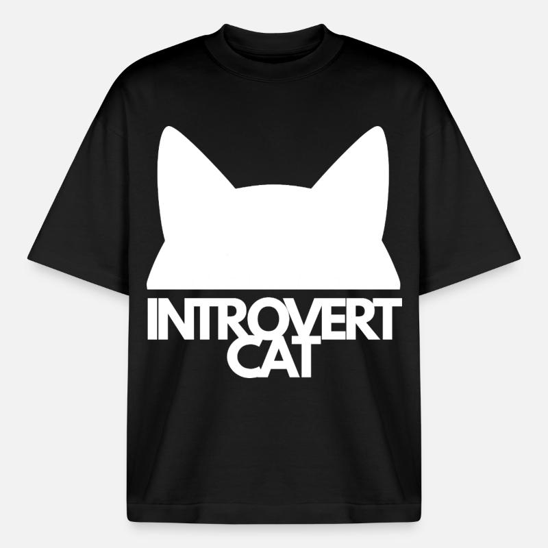 Introvertierte Katzensilhouette - Boxy Heavyweight Unisex Organic T-Shirt von Stanley/Stella - Schwarz