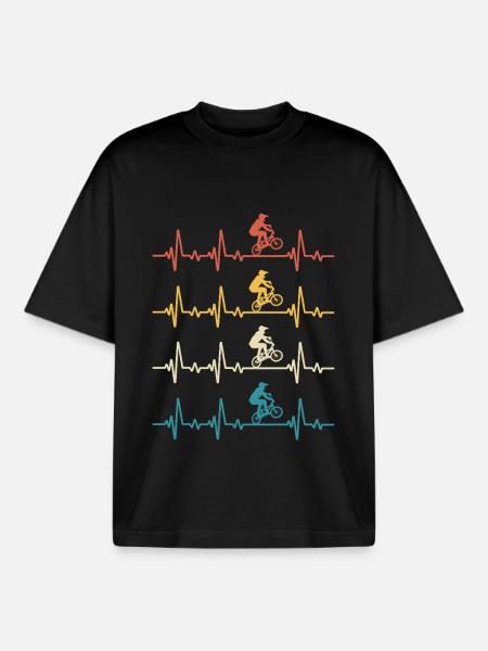 Retro Heartbeat BMX - Boxy Heavyweight Unisex Organic T-Shirt von Stanley/Stella - Schwarz