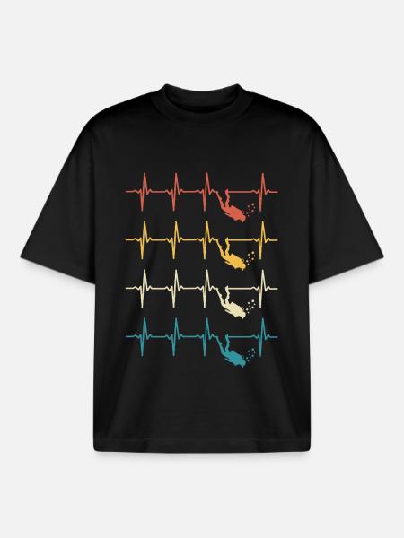 Heartbeat Diver Diver Diving - Boxy Heavyweight Unisex Organic T-Shirt by Stanley/Stella - black