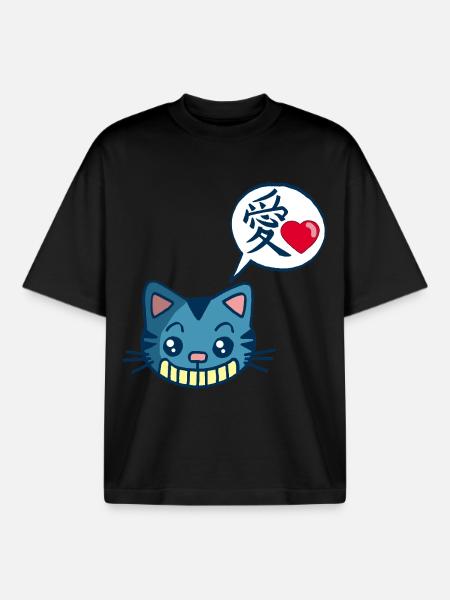 Kawaii Manga-Katze - Boxy Heavyweight Unisex Organic T-Shirt von Stanley/Stella - Schwarz