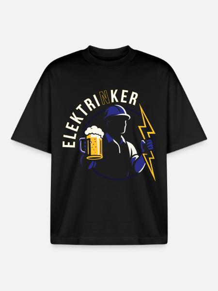 Elektrinker Electrician Funny Pun Gift - Boxy Heavyweight Unisex Organic T-Shirt by Stanley/Stella - black