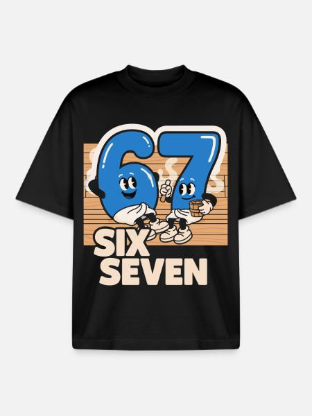 67 Seks Syv meme Sauna Spa - Italiensk Begjær - Unisex boxy heavyweight T-skjorte økologisk Stanley/Stella - svart