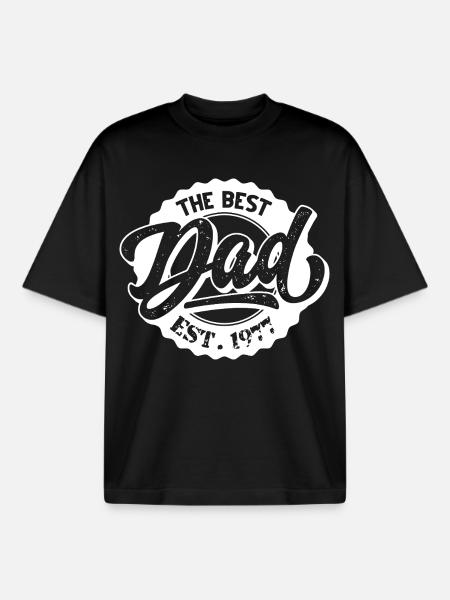 The Best Dad EST 1977 - Boxy Heavyweight Unisex Organic T-Shirt by Stanley/Stella - black