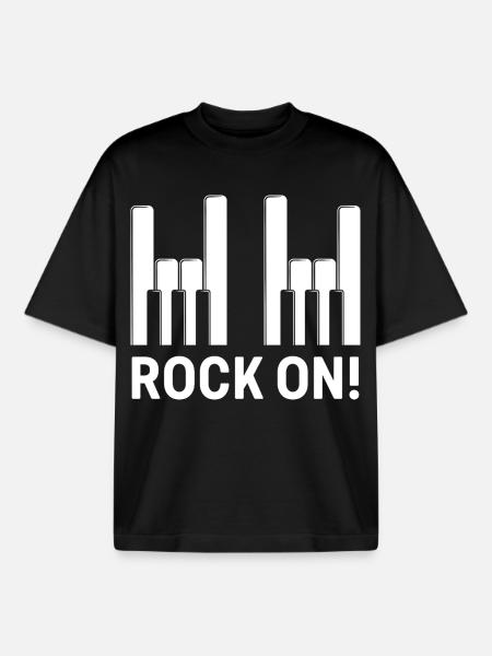 Rock On Piano Keys - Boxy Heavyweight Unisex Organic T-Shirt by Stanley/Stella - black