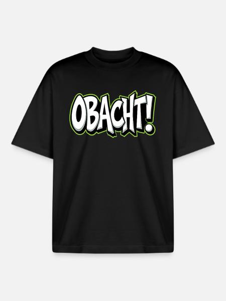 Caution Bavarian Saying Dialect Warning - Boxy Heavyweight Unisex Organic T-Shirt by Stanley/Stella - black