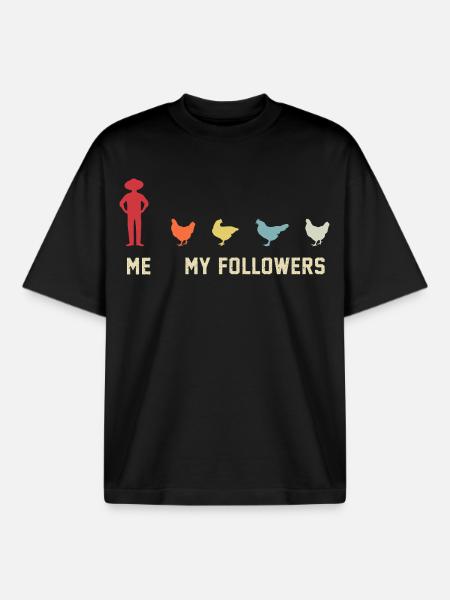 I mean follower chickens - Boxy Heavyweight Unisex Organic T-Shirt by Stanley/Stella - black