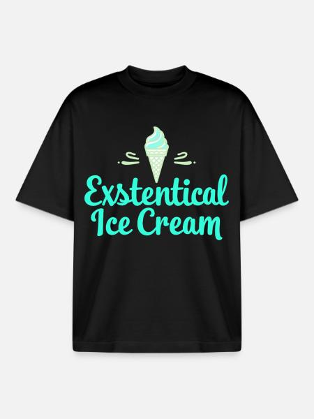 Existenzielle Eiscreme Lustiger Spruch Eis Waffel - Boxy Heavyweight Unisex Organic T-Shirt by Stanley/Stella - black