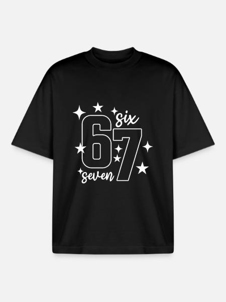 67 - Six Seven SixSeven 6-7 - Boxy Heavyweight Unisex Organic T-Shirt by Stanley/Stella - black