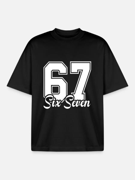 67 - Six Seven 6-7 SixSeven - Boxy Heavyweight Unisex Organic T-Shirt by Stanley/Stella - black