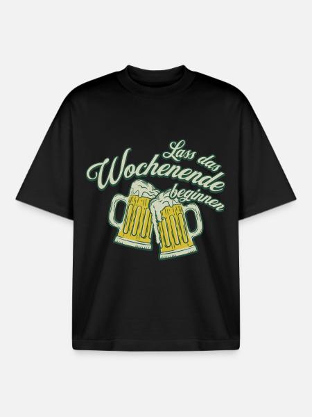 Weekend Toast Beer Alcohol Men - Boxy Heavyweight Unisex Organic T-Shirt by Stanley/Stella - black