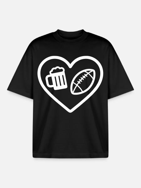 Heart Rugby Beer - Boxy Heavyweight Unisex Organic T-Shirt by Stanley/Stella - black