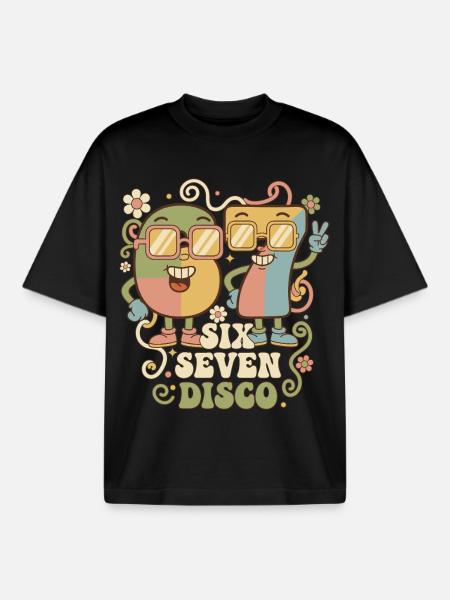 Retrofest 6-7 Discobollspresent Rolig Söt - Unisex boxy heavyweight ekologisk T-shirt Stanley/Stella - svart