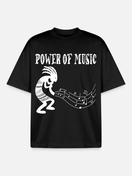 Tribal Musician (White) - Boxy Heavyweight Unisex Organic T-Shirt by Stanley/Stella - black